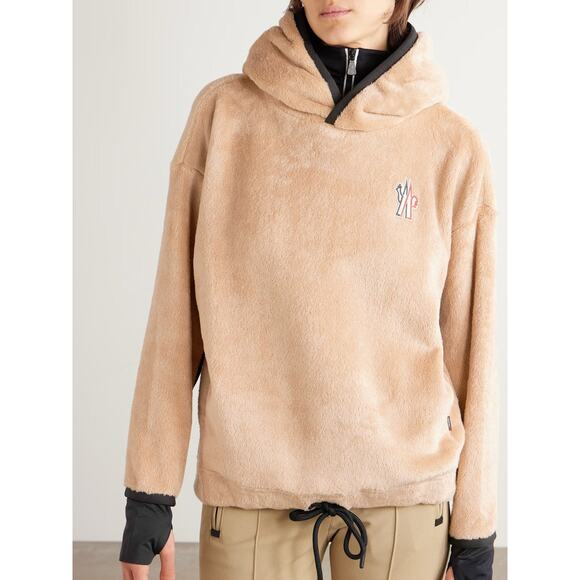MONCLER GRENOBLE Tech-jersey Trimmed Polartec® Fleece Hoodie - XS - Beige - Picture 3 of 5